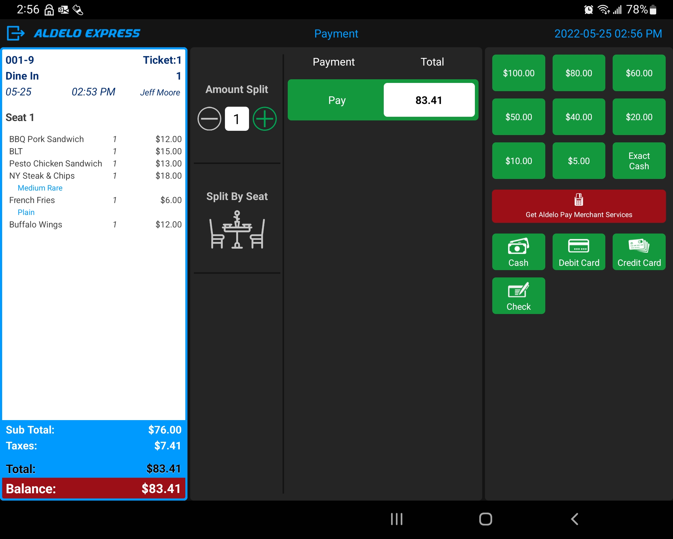 screenshot of Aldelo Express POS
